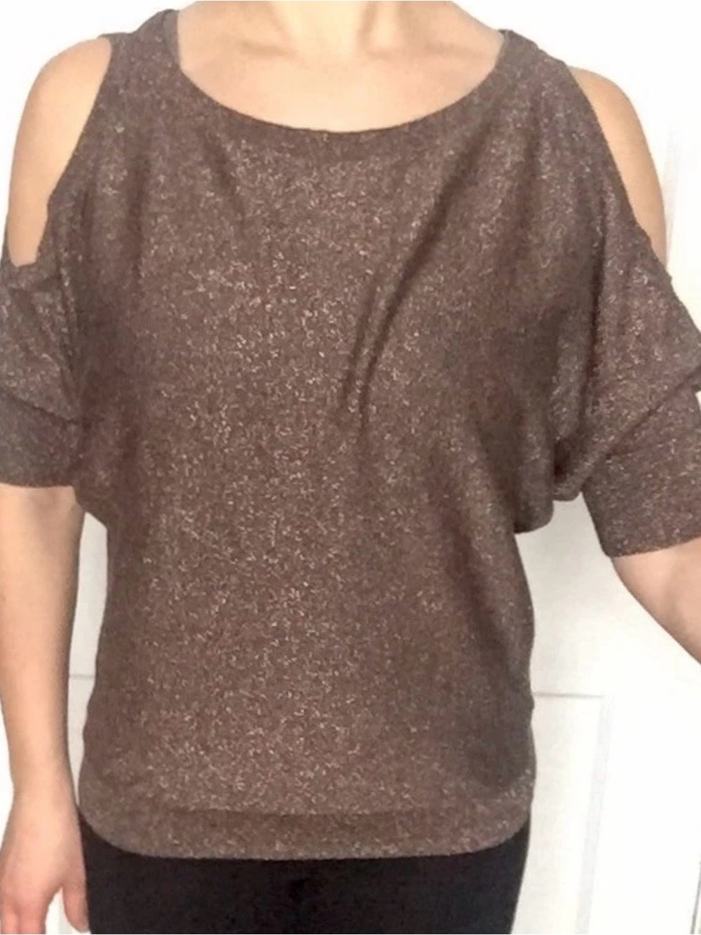 Express Bronze Cold Shoulder Top- Size Large